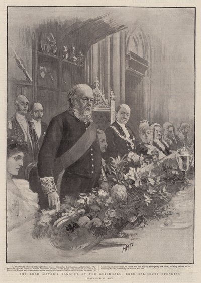 Le banquet du Lord Maire à Guildhall, Lord Salisbury parlant - Henry Marriott Paget